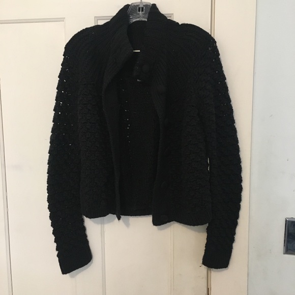 Moda International Black Button-up Wool Sweater - Picture 8 of 12